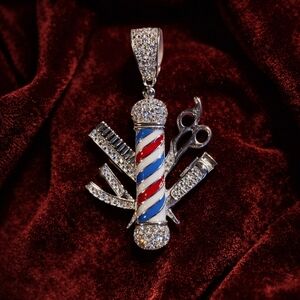 Moissanite Barber Pole Pendant In Sterling Silver 1.00CT. NEW